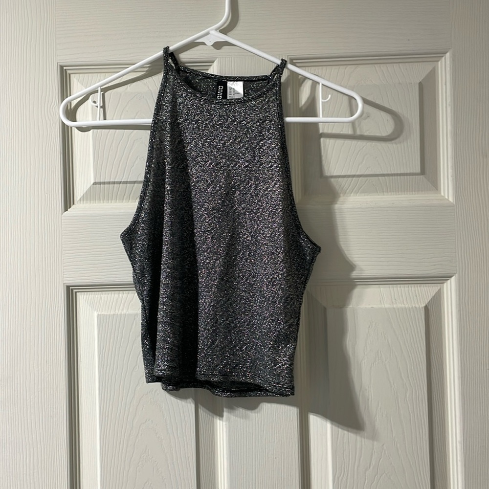 H&M black and silver crop top NWOT